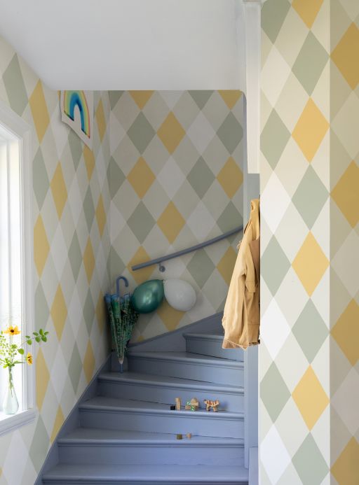 Geometric Wallpaper Wallpaper Orcade light yellow Room View