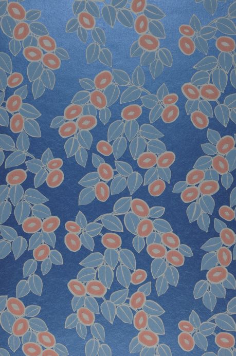 Papel de parede botânico Papel de parede Sahira azul brilhante Largura do rolo