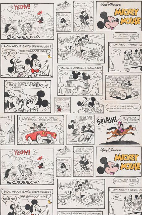 Archiv Wallpaper 1930s Mickey and Minnie anthracite Roll Width