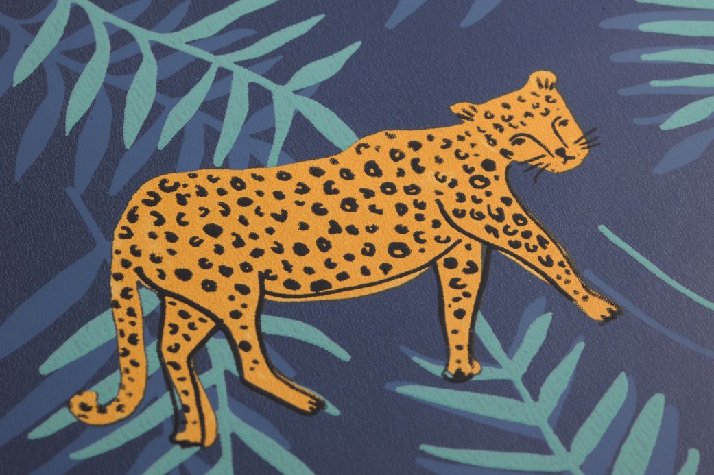 Papier peint avec des animaux Papier peint Kabbo bleu gris Vue détail