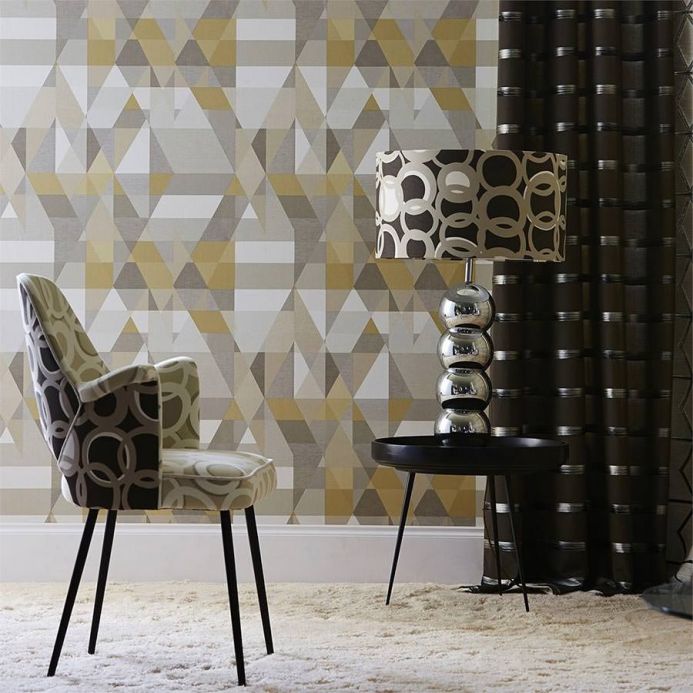 Geometric Wallpaper Wallpaper Zewana beige Room View