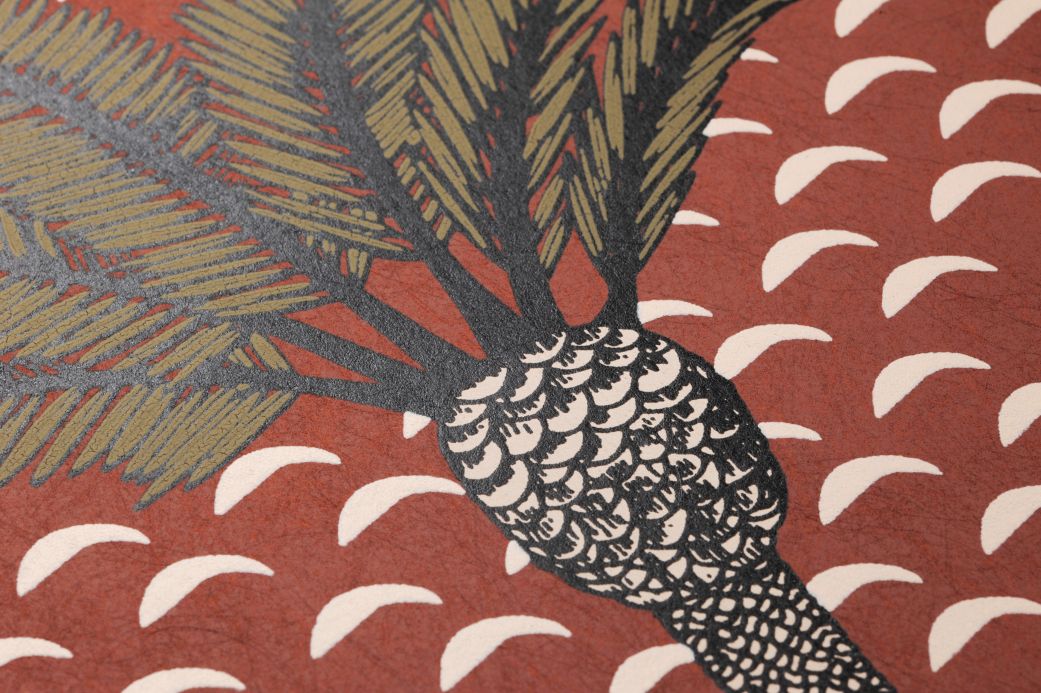 Art Deco Wallpaper Wallpaper Palm Luxe chestnut brown Detail View