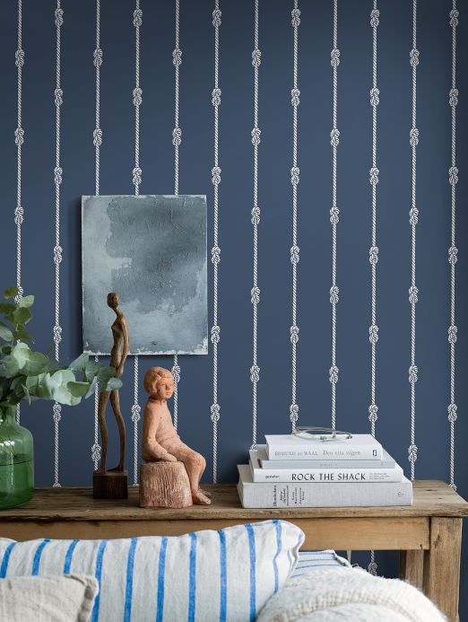 Striped Wallpaper Wallpaper Fabian blue Room View