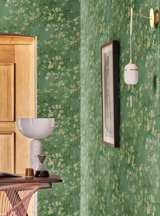 Van Gogh Wallpaper Wallpaper VanGogh Blossom reseda-green Room View