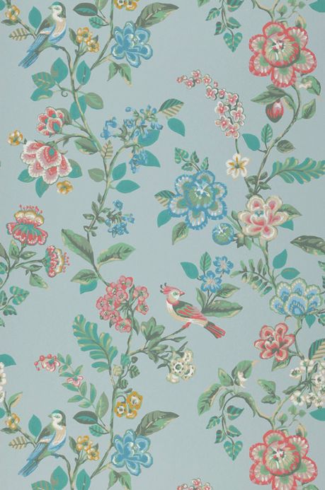 Floral Wallpaper Wallpaper Miri light pastel turquoise Roll Width