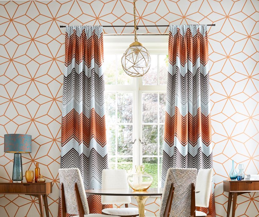 Geometric Wallpaper Wallpaper Kamolee orange brown Room View