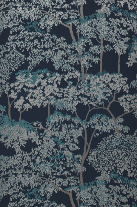 Papier peint de forêts et d’arbre Papier peint Arboleda bleu gris Largeur de lé