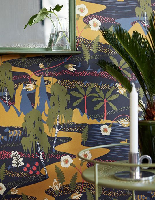 Botanical Wallpaper Wallpaper Hesperia ochre Room View