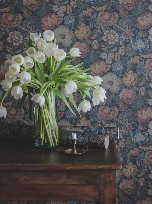Floral Wallpaper Wallpaper Isola green blue Room View