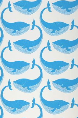 Papier peint Moby Dick bleu capri Largeur de lé