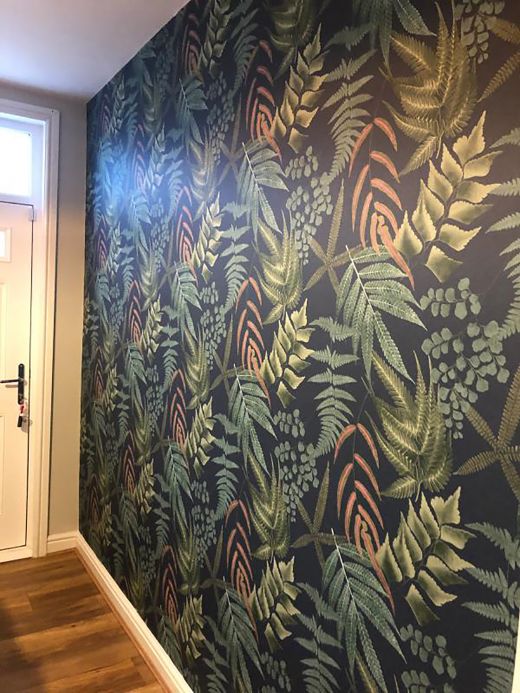Botanical Wallpaper Wallpaper Delano shades of green Room View