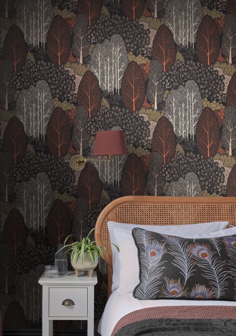 Forest and Tree Wallpaper Wallpaper Escama copper brown Room View