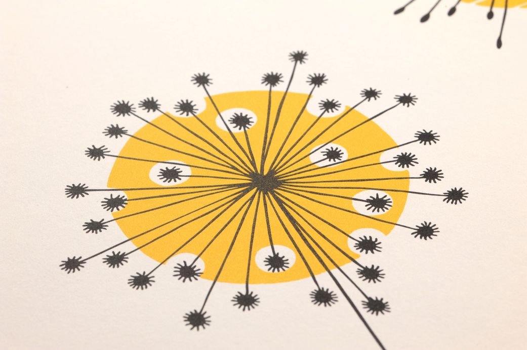 Carta da parati floreale Carta da parati Dandelion Mobile giallo Visuale dettaglio