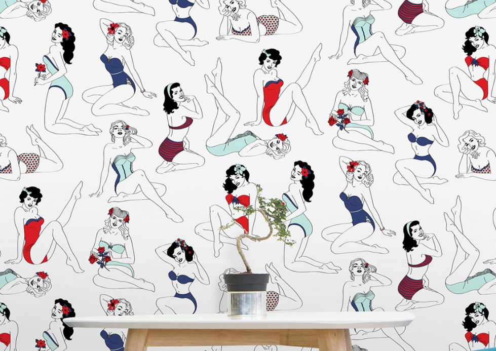 Wallpaper Wallpaper Pinup red Room View