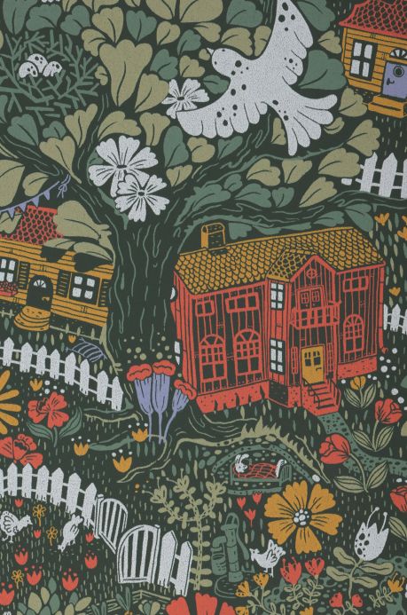 Scandinavian Wallpaper Wallpaper Birgitta shades of green A4 Detail