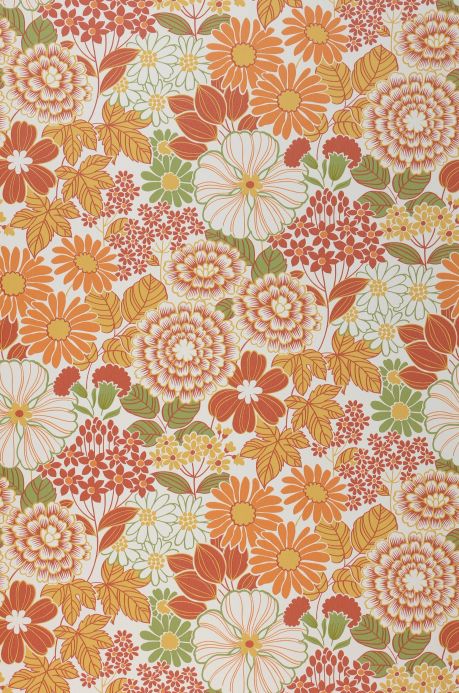 Floral Wallpaper Wallpaper Melissa orange Bahnbreite