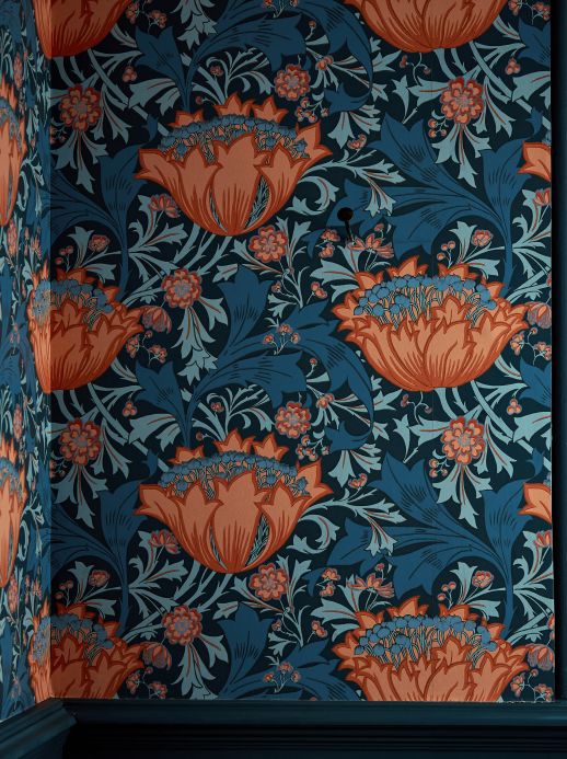 William Morris Tapeten Tapete St Sabastian Blautöne Raumansicht
