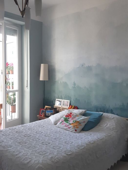 Non-woven Wallpaper Wall mural Ligea shades of green Room View