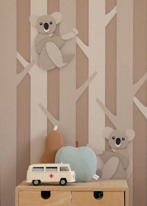 Papel pintado infantil Fotomural Koala gris parduzco claro Ver habitación