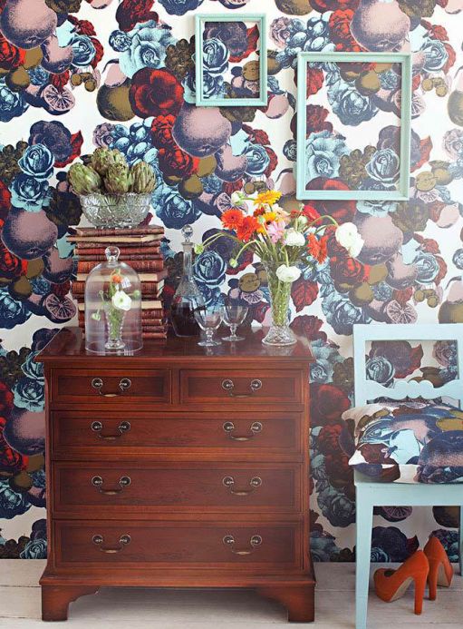 Floral Wallpaper Wallpaper Boudoir pastel turquoise Room View