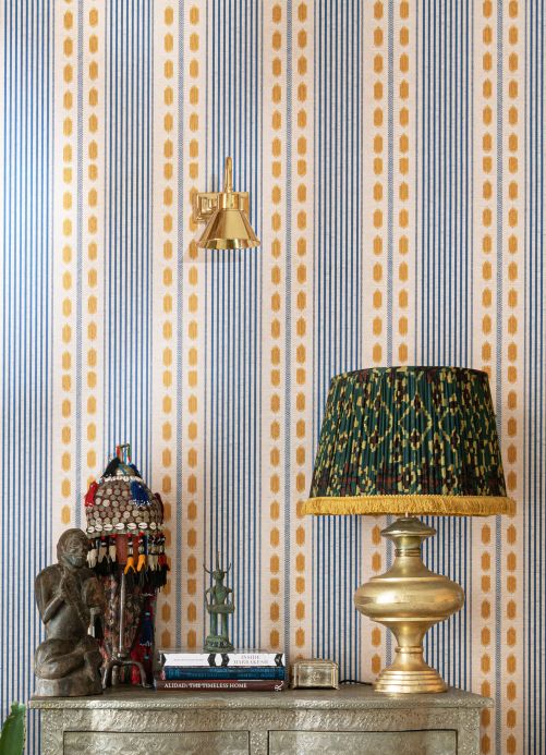 Oriental Wallpaper Wallpaper Mouassine gentian blue Room View