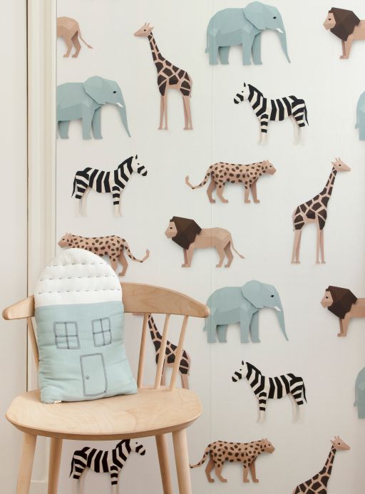 Studio Ditte Tapeten Wandbild Safari Animals Cremeweiss Raumansicht