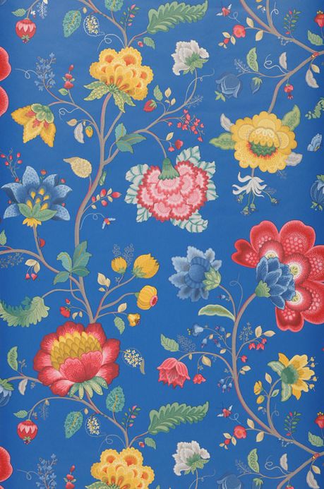 Papel de parede floral Papel de parede Belisama azul genciana Largura do rolo