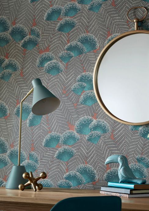 Modern Wallpaper Wallpaper Tambika mint turquoise Room View