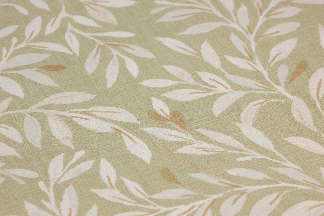 Leaf and Foliage Wallpaper Wallpaper Abbey reed green Detail View