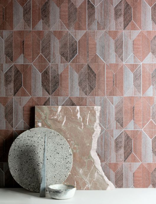 Geometric Wallpaper Wallpaper Moura brown tones Room View
