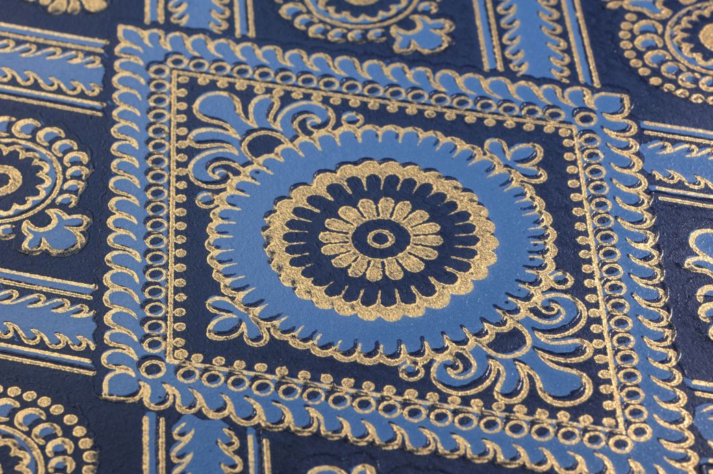 Klassische Tapeten Tapete William Brillantblau Detailansicht