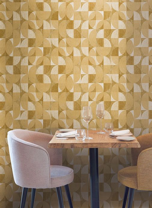 Geometric Wallpaper Wallpaper Libertas sand yellow Room View