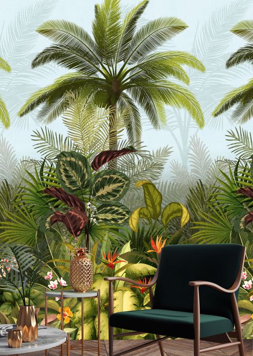 Papier peint botanique Photo murale Jungle Kingdom tons de vert Vue pièce