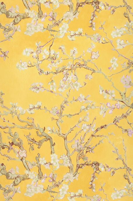 Papel pintado botánico Papel pintado VanGogh Blossom amarillo Ancho rollo