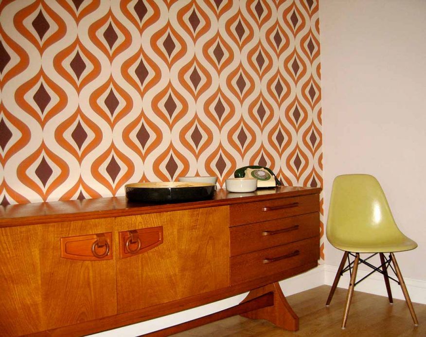 Papel pintado dormitorio Papel pintado Triton naranja Ver habitación