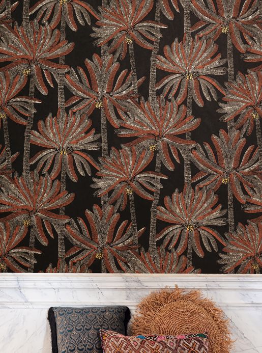 Botanical Wallpaper Wallpaper Palm Springs copper brown Room View