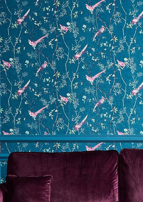 Animal Wallpaper Wallpaper Comtesse ocean blue Room View