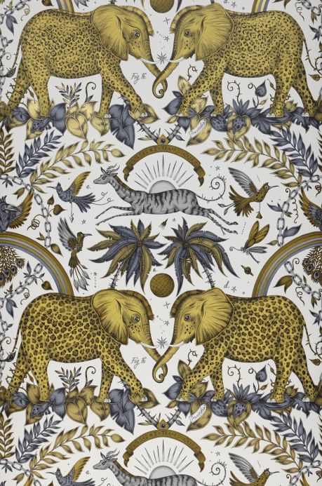 Papel pintado animales Papel pintado Zambezi amarillo pálido Ancho rollo