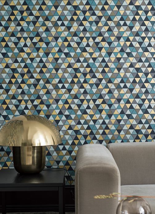 Geometric Wallpaper Wallpaper Saki mint grey Room View