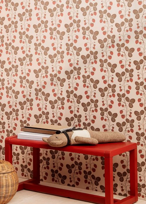 Ferm Living Wallpaper Wallpaper Strawberry Field red Room View