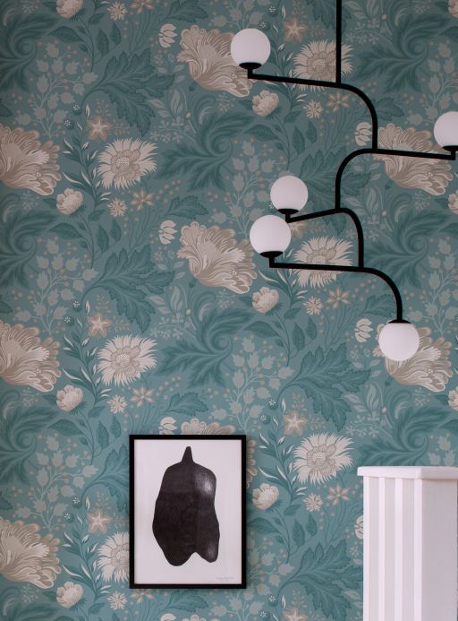 Brown Wallpaper Wallpaper Ava light blue grey Room View