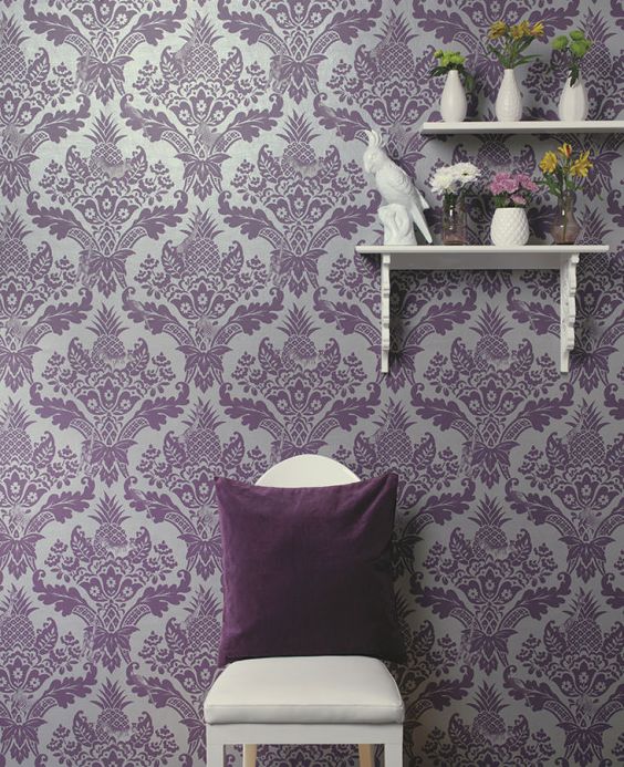 Archiv Wallpaper Merino dark violet Room View