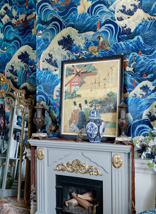Beige Wallpaper Wall mural The Former Emperor Metallic blue Room View