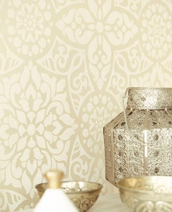 Cream Wallpaper Wallpaper Mirabel light ivory Room View