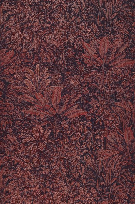 Papier peint botanique Papier peint Tropicalia rouge brun Largeur de lé
