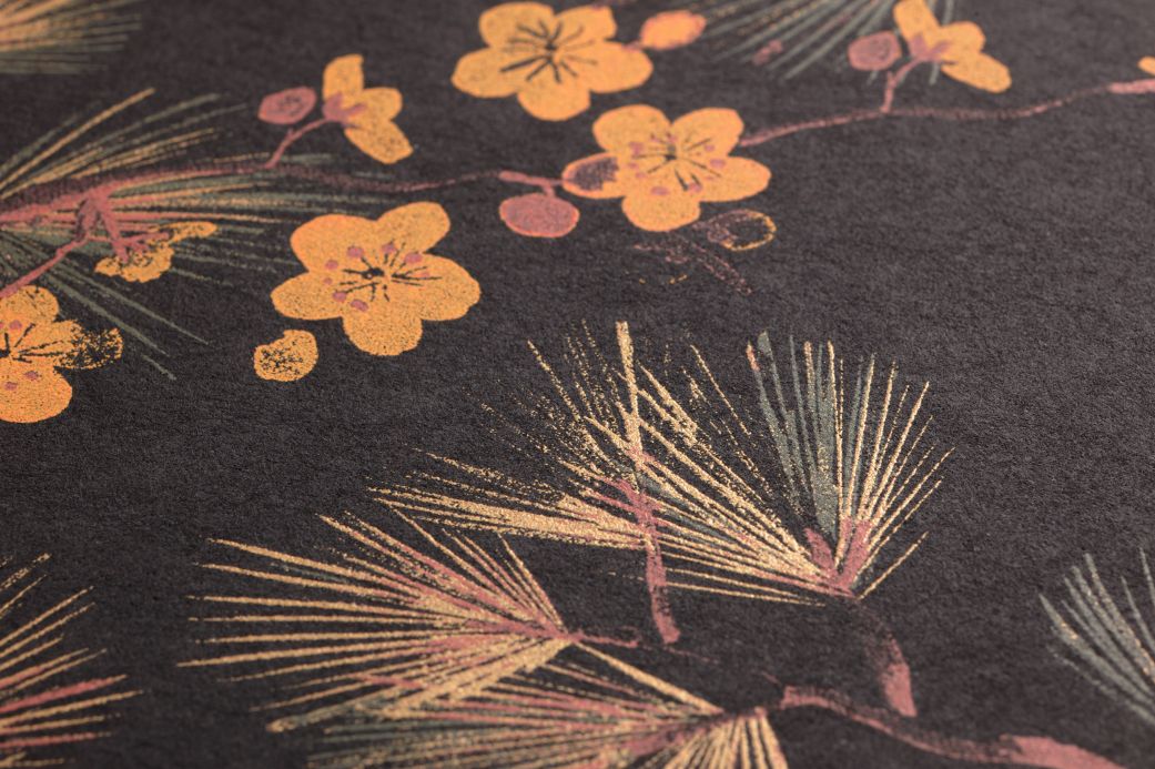 Oriental Wallpaper Wallpaper Makino black Detail View