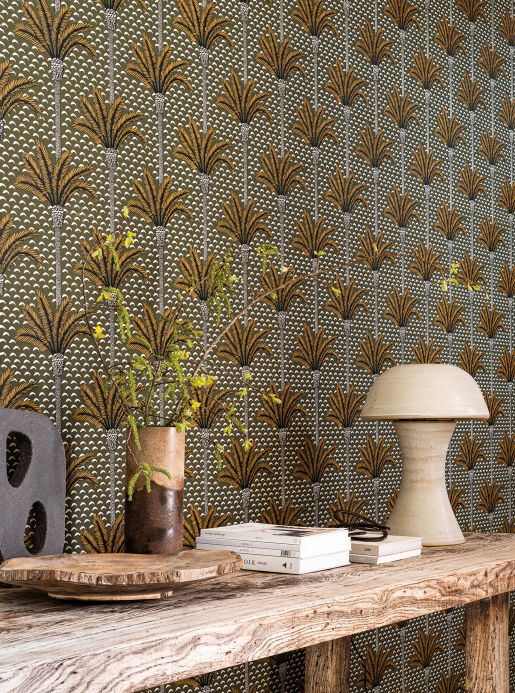 Brown Wallpaper Wallpaper Palm Luxe yellow olive Room View