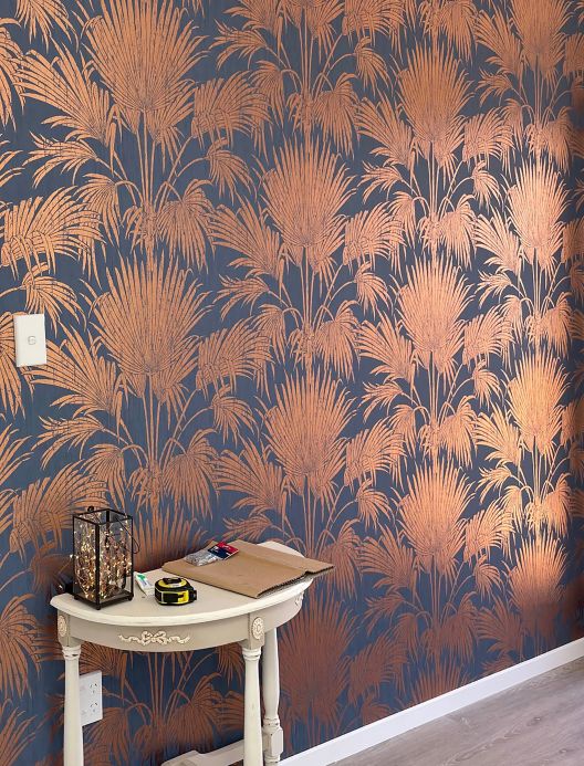 Brown Wallpaper Wallpaper Lorella copper shimmer Room View