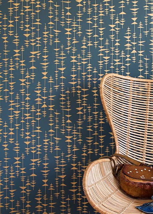 Geometric Wallpaper Wallpaper Ditto matt gold Room View