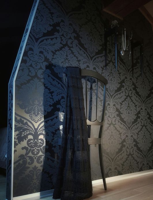 Papel pintado dormitorio Papel pintado Rajah negro Ver habitación
